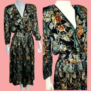 NWT DIANE FREIS $895 Boho 1980s METALLIC Dress